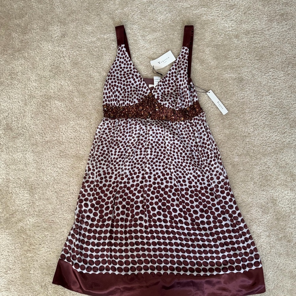 NWT Vertigo Paris Polka Dot Dress with Sequin Detail